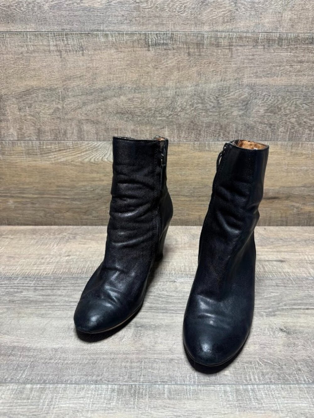 Naked Feet Panorama Antropologie Black Leather Ankle Boots Women's Size 8.5